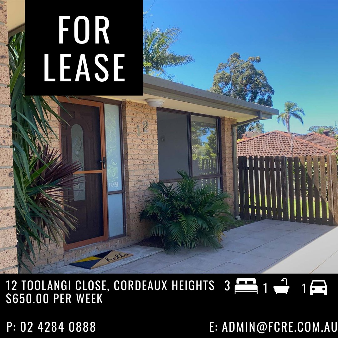 FirstChoice__'s tweet photo. FOR LEASE || H O U S E
12 Toolangi Close, Cordeaux Heights
$650.00 per week
bed 3 || bath 1 || car 1 ||
tranquil | refreshing | spacious

https://t.co/OwUown01RZ

Contact us now: 02 4284 0888.

#realestate #house #leafy #retreat #tranquil #decor #homedecor #spacious #rental https://t.co/HkssCRUFPm