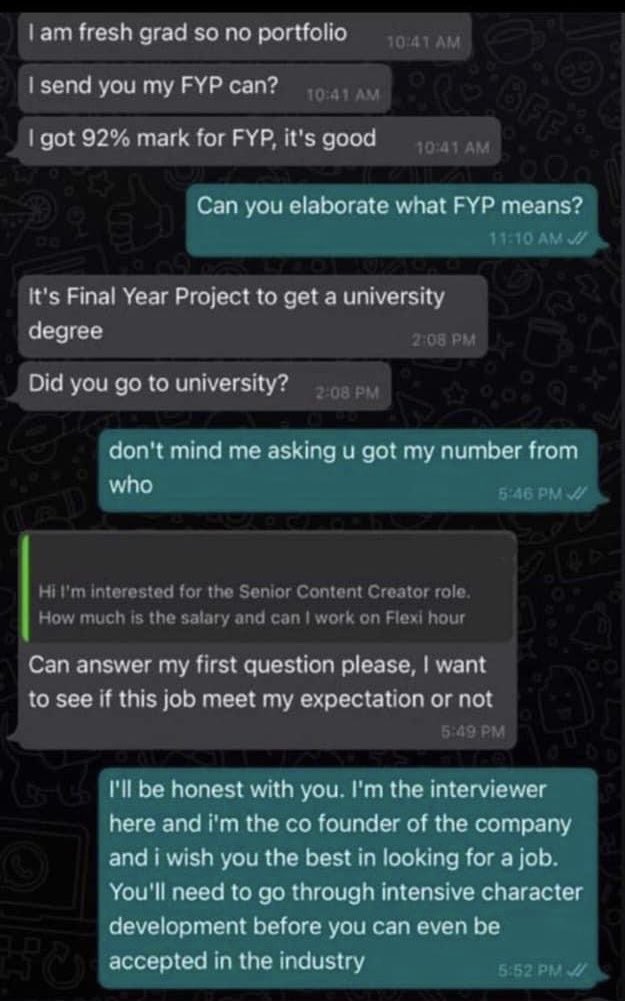 zaimhq's tweet photo. Youths nowadays are feeling too entitled. Once I was looking for assistants for my work in FELDA. It took me four months to find the right one. https://t.co/akpSbAqEvK