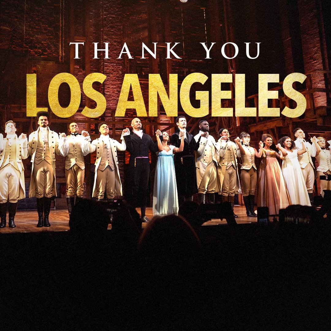 broadwayinhwood's tweet photo. One last time, Los Angeles. Thank you, #ElizaTour ๐
#HamiltonLA #HollywoodPantages #BroadwayInHollywood https://t.co/FjALXODEVK