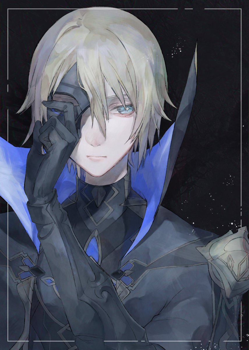 1boy male focus solo blue eyes blonde hair gloves mask  illustration images