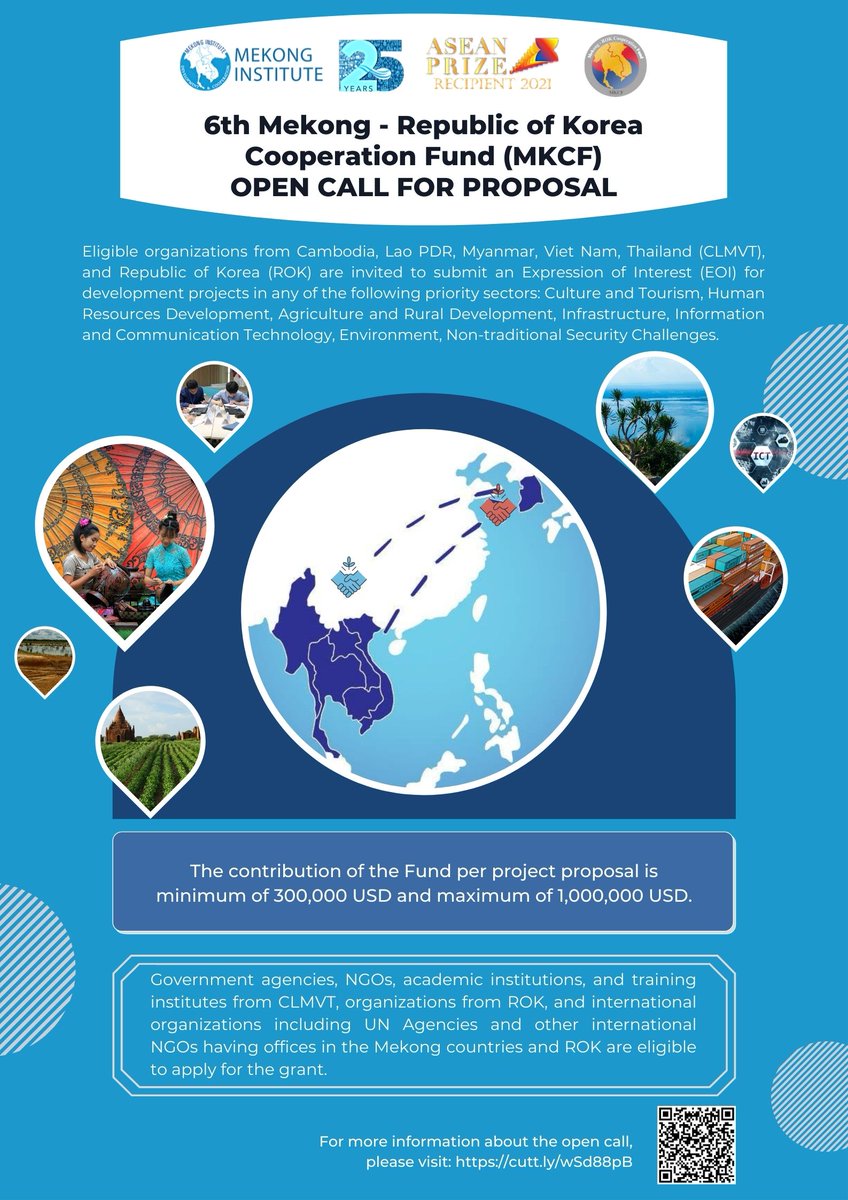 MekongInstitute's tweet photo. CALL FOR PROPOSALS. Eligible organizations from Cambodia, Lao PDR, Myanmar, Vietnam, and Thailand and Republic of Korea are invited to submit a project concept paper for development projects under MKCF by May 13, 2022. Visit https://t.co/7AOssFwkQP
#MekongInstitute #MKCF https://t.co/2mypLQRSwE