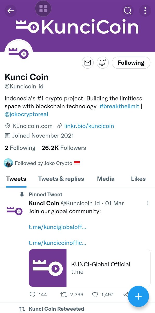 AsmarPrima's tweet photo. @sarjana_crypto @Kuncicoin_id Keep support Indonesian Project, @Kuncicoin_id will be bullish to the moon soon or later 🔥🚀 https://t.co/1MbAVvqbqL