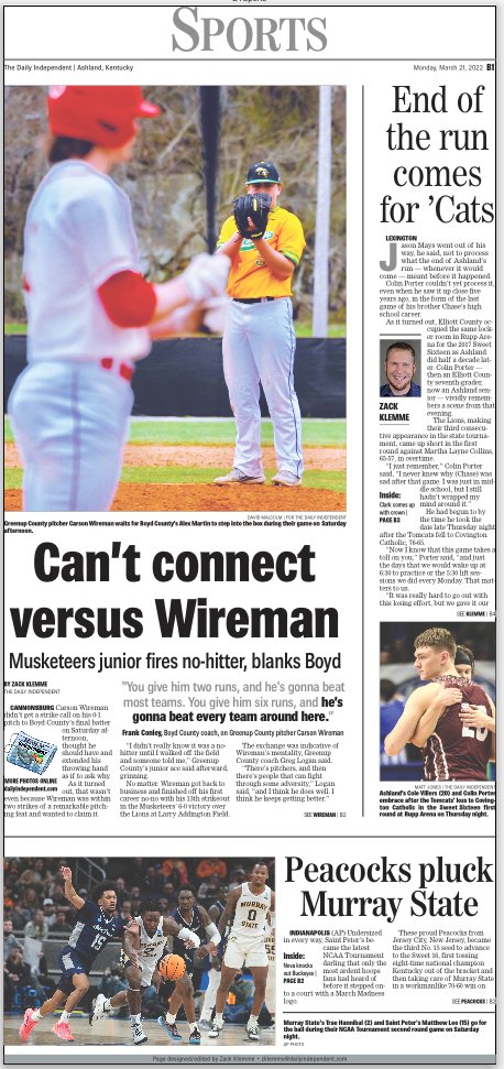 zklemmeHD's tweet image. Monday sports front! Local work: @thatphotoguy82, David Malcolm, yours truly. Inside: Cameo by @TheLesDixon