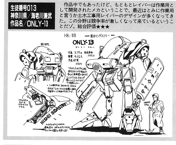 海老川兼武さんがアマチュア時代に模型情報のメカデザインコーナーに投稿されていた作品をいくつか。
画像4枚目のレイバーはそこはかとなく現在の海老川メカに通じる部分が感じられるような。

#海老川兼武
#模型情報 
