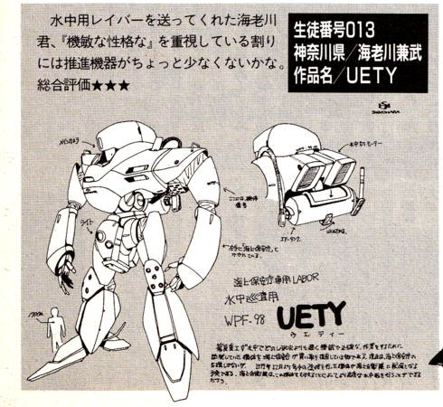 海老川兼武さんがアマチュア時代に模型情報のメカデザインコーナーに