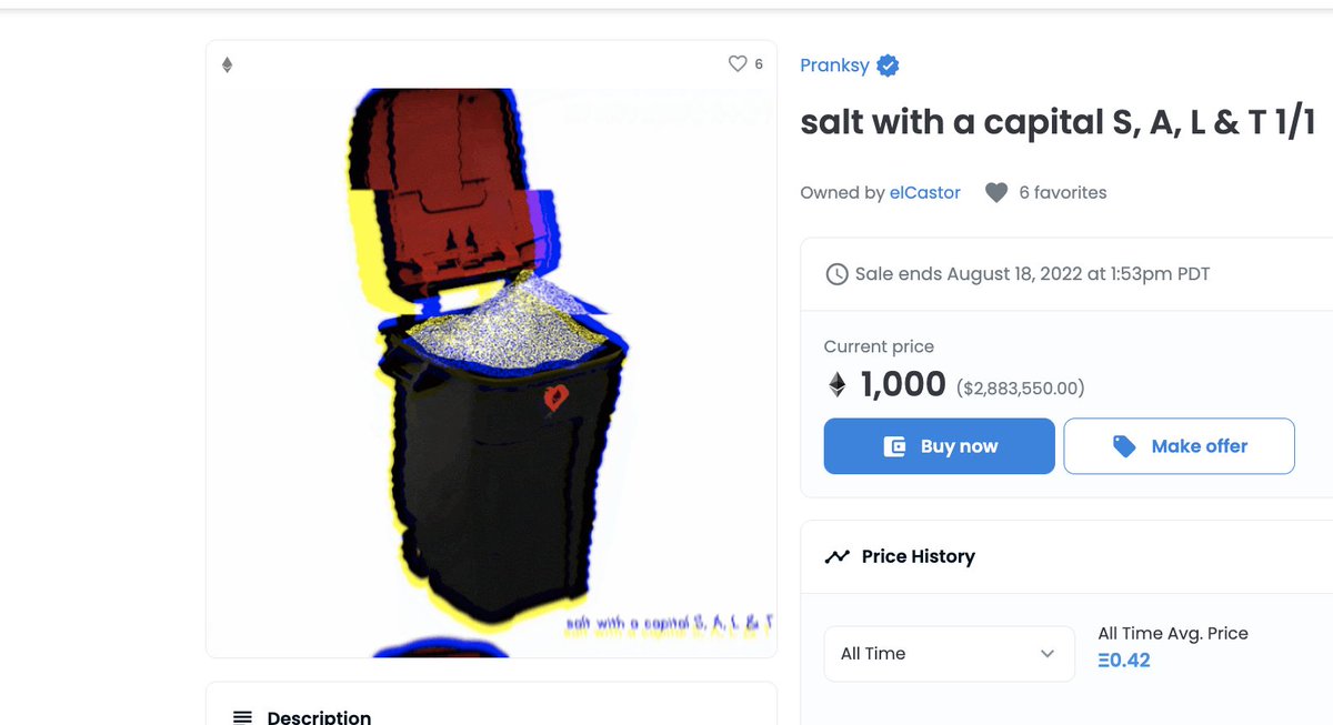 CollinsCustomIP's tweet photo. i usta own 2 of these - check who bought the other #elCastor: Grail collector
(peek in their wallet and you'lll see pranksy's not-#trashart listed 1k eth)
https://t.co/ZVMbj8Ze00 https://t.co/pGByIZMjHH