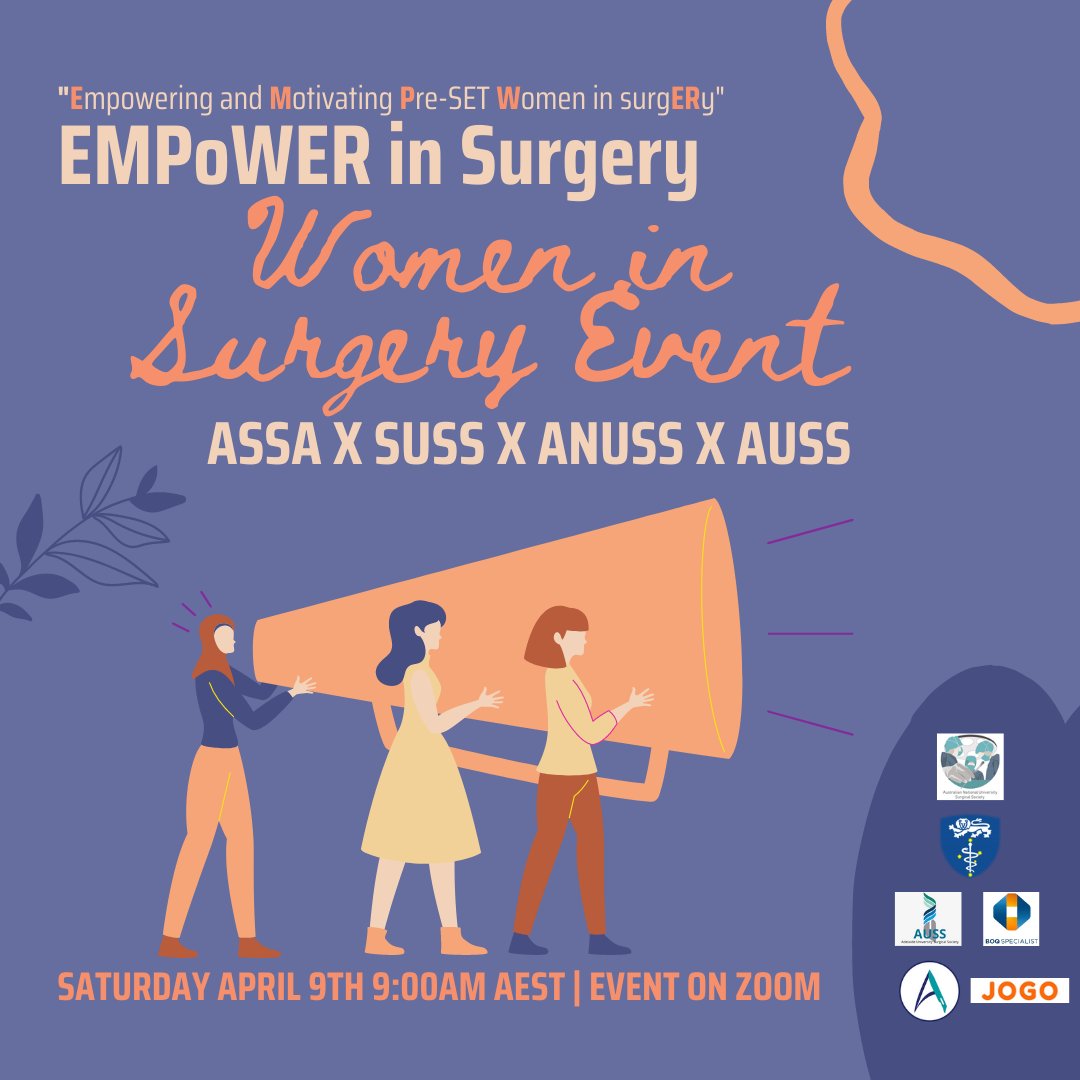 👩🏻‍⚕️ EMPoWER: “Empowering and Motivating Pre-SET Women in surgERy” 👩🏻‍⚕️

We are proud to announce that our 2022 collaborative WIS event "EMPoWER" is coming up on Saturday April 9th!

🎉 Register and find more details below! 🎉
bit.ly/assa-empower