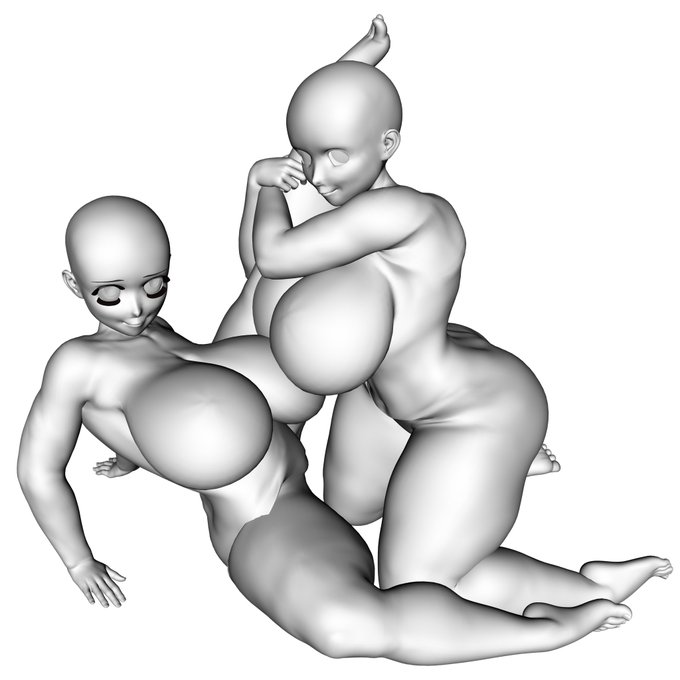 ムチムチ女子同士のレズセ構図ポーズ素材をご照覧あれ 