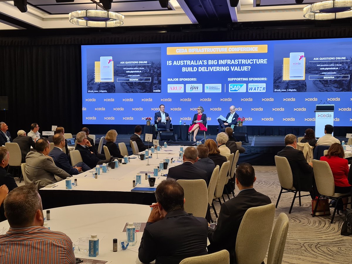 Today @RomillyMadew and  <a href="/PeterColacino/">Peter Colacino</a> launched #DeliveringOutcomes in discussion with CEDA's Chief Economist, Jarrod Ball at <a href="/ceda_news/">CEDA</a> #BigInfra conference. With more than $52b expected to be spent on major projects next year, #collaboration is more important than ever.