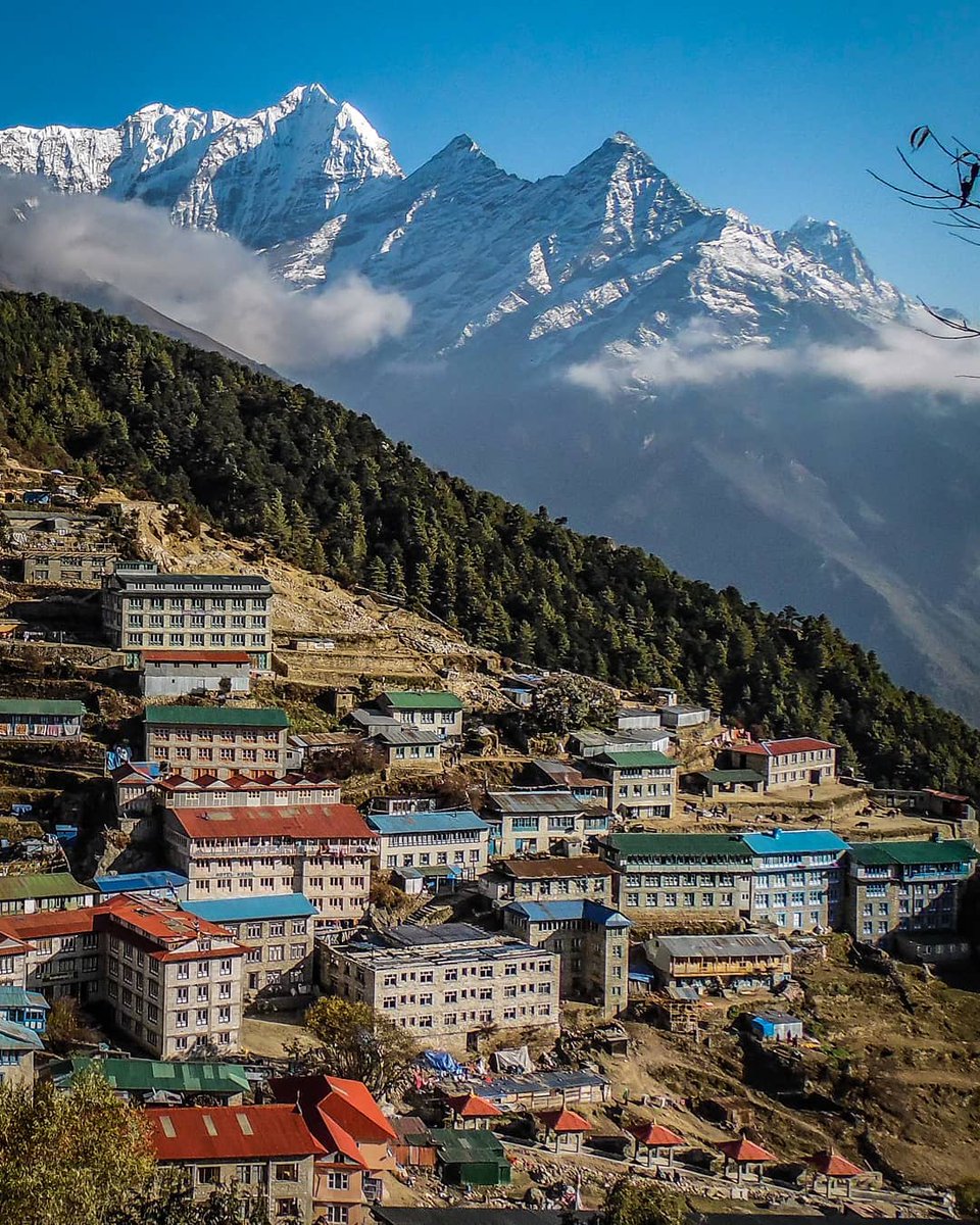 BucketlistNepal's tweet photo. Namaste World from Namche bazaar 
.
.
📸 By @sushovan_aryal 
#Nepal #trekking #namche #Everest https://t.co/7HNeSEVjzU