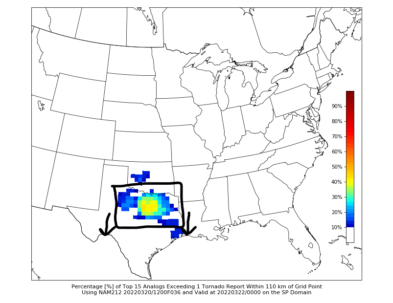 FirstWxWarning's tweet photo. [4/4] All this considered, I think if you translate the box that I outlined a bit to the S, you will end up with a pretty accurate assessment of what tomorrow's #tornado threat will likely look like https://t.co/9FDKKO3Nay