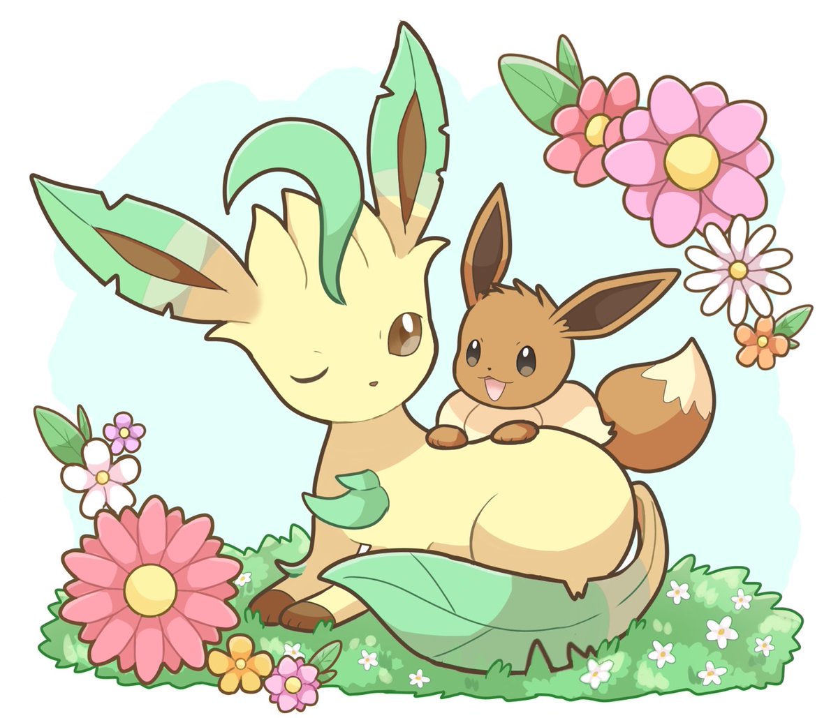 ポケモン リーフィアとイーブイ描きました 最近ポケモン描いてなかったな Kanoのイラスト