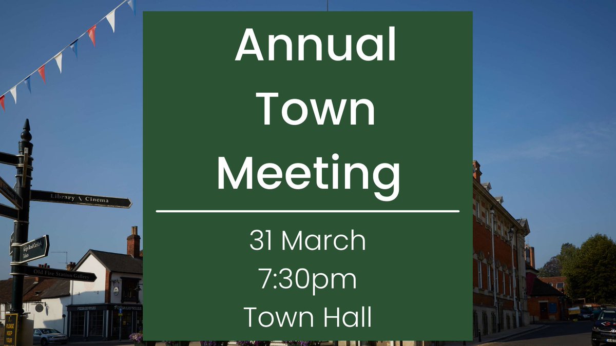 Annual Town Meeting is next Thursday 31 March at 7:30 - Looking forward to seeing you there! Find out more here henleytowncouncil.gov.uk/town-news/annu…