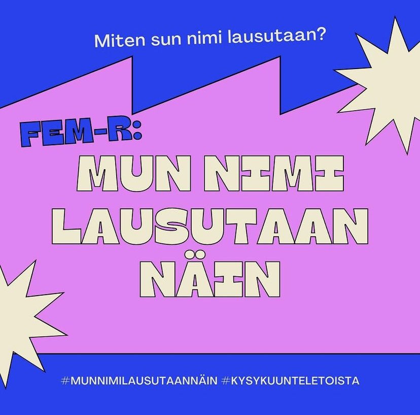 Rasisminvastainen viikko alkaa tänään!💥Yksi konkreettinen antirasistinen teko on lausua tutun, asiakkaan jne.nimi oikein - nimi on tärkeä osa identiteettiä. <a href="/RFeministit/">Fem-R</a> järjestää tällä viikolla #MunNimiLausutaanNäin-kampanjan. Ei ole häpeä kysyä: miten sun nimi lausutaan?☺️