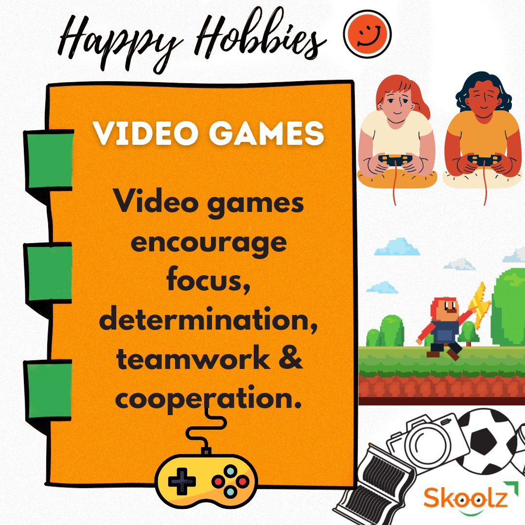 skoolzsearch's tweet image. Happy Hobbies - VIDEO GAMES
&amp;gt; Playing video games might seem like a waste of time, but the roles and rules inherent within video games can actually make you more productive.

#skoolz #hobbyclass #videogames #vídeogames #videogamescollection #hobbyclasses #hobbyclassesforkids
