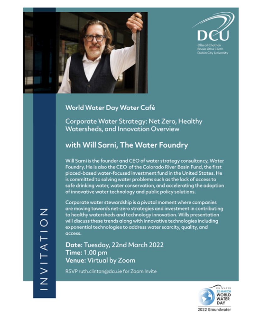 DCUWater's tweet photo. Good morning! Tomorrow is #WorldWaterDay we would like to invite all of our followers to attend our very special #WaterCafe 👇👇👇@DCU @smartwatermag @siwi_water @WatersProgramme @UN_Water @WorldBankWater @WEForg https://t.co/VZ9CILT5BA