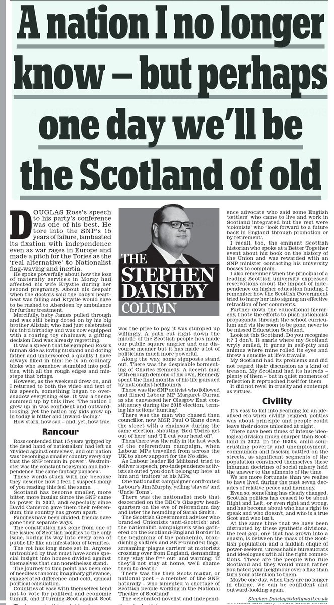AgentP22's tweet photo. Douglas Ross said the  'dead hand of nationalism' has ruined Scotland and he was spot on.

👇 https://t.co/jpai4EcdcG