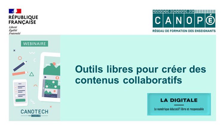 adelinebenezet's tweet photo. Formateurs ? eRUN ou RUPN ? Enseignants désireux de découvrir la suite La Digitale pour créer des contenus collaboratifs...
Retrouvez-nous en ligne le mercredi 13 avril 2022 à 13H30 pour un webinaire @reseau_canope 
Inscriptions 👇

https://t.co/M2kYMC1CKK https://t.co/b1KDBfDgmL