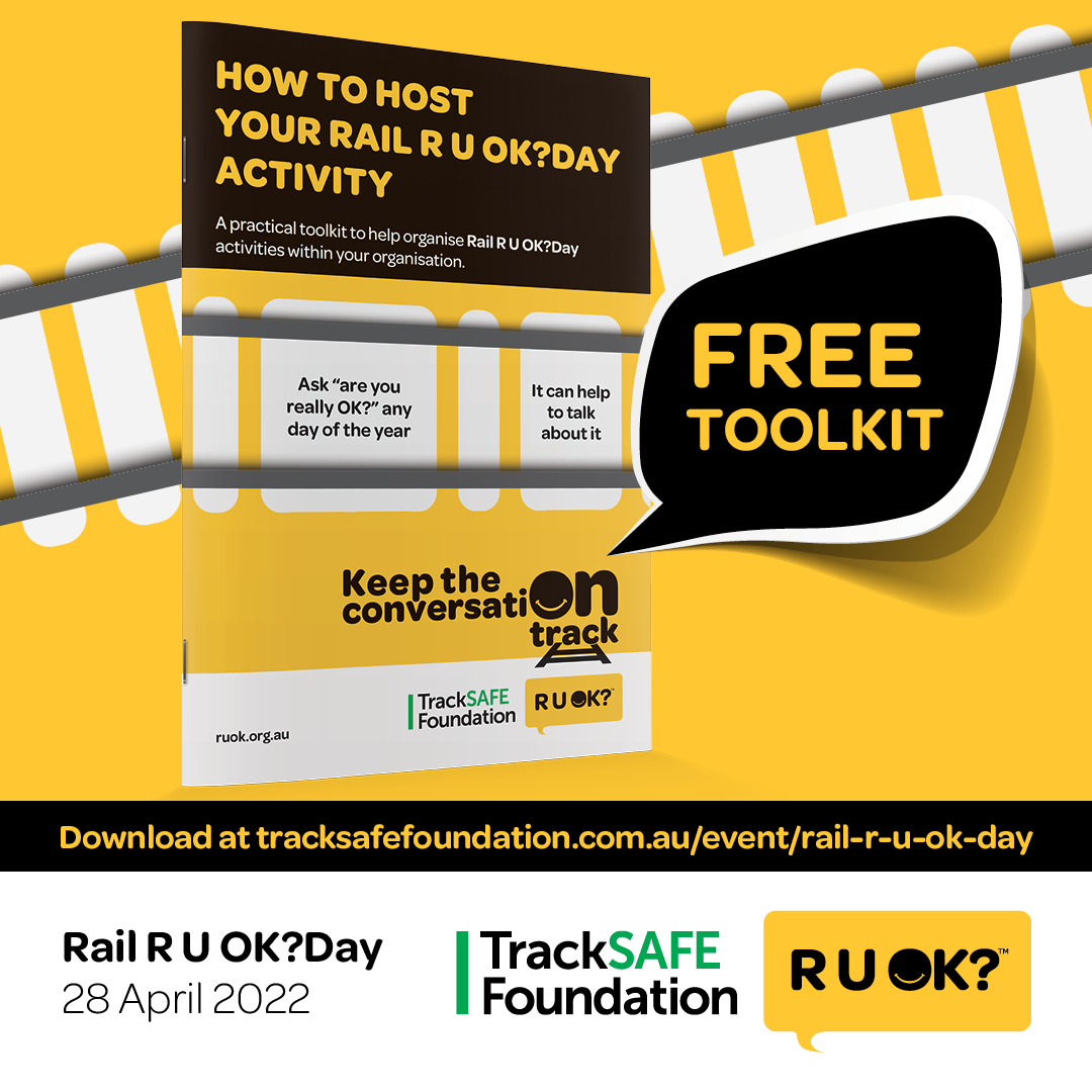 Shoutout to our Champions who bring Rail R U OK?Day to life each year! If you're keen to 'Champion' this year, add our TOOLKIT to your toolbox - it's your 'go-to' guide in the lead up to 28 April. tracksafefoundation.com.au/event/rail-r-u… #railruok #tracksafe