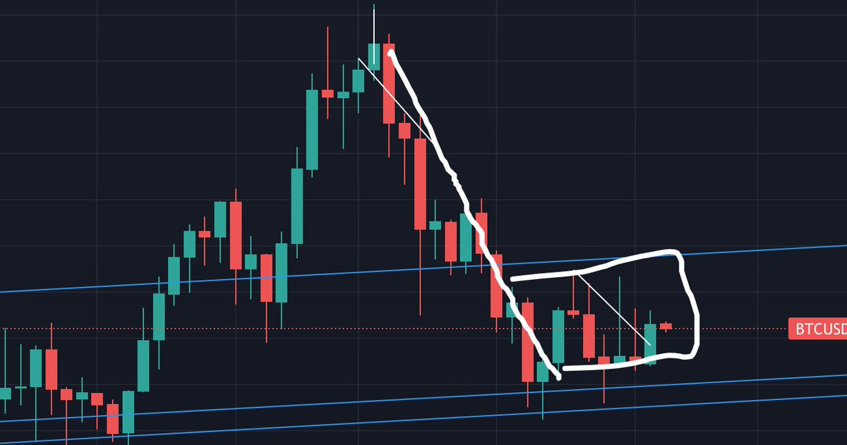 crypto_rips's tweet photo. Super Bullish long term but doesn't #Bitcoin look to be in a massive bear flag?  Really need to break above 46-47k for things to change. #cryptocurrency https://t.co/8fL799YbWj