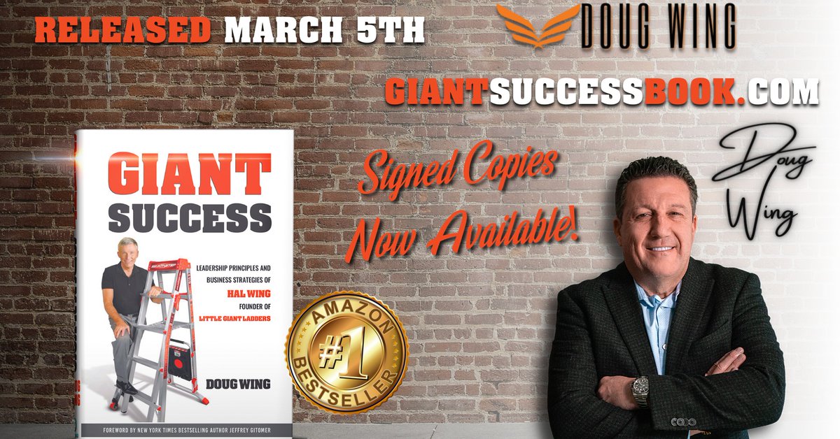 WingDoug's tweet photo. I am so grateful for all of the support and I am honored that my book is a #1 Bestseller on Amazon!
Signed copies are now available at https://t.co/a1LLQww9OQ
#GiantSuccess #LittleGiantLadders #HalWing #DougWing https://t.co/MB2KAkFI9c