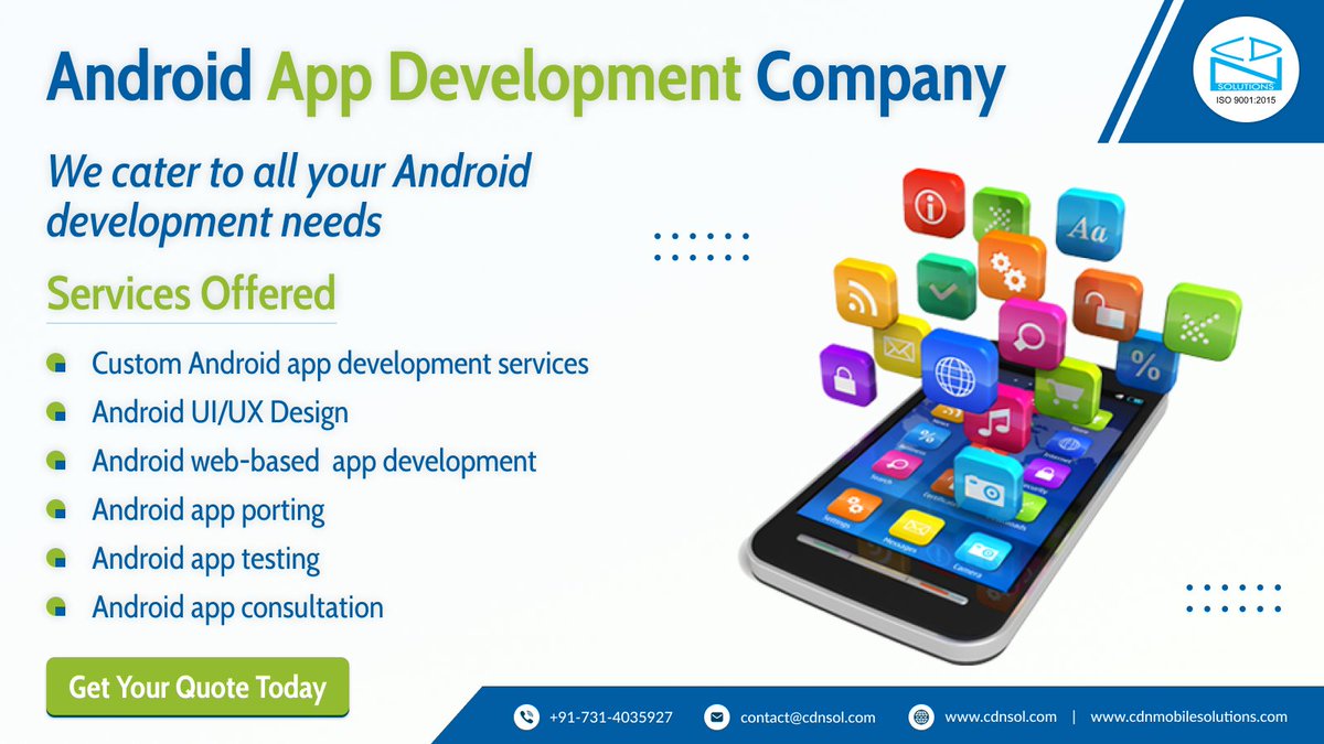 cdnsolutions's tweet photo. Our comprehensive #androidappdevelopment services are so designed that can cater to all your #business mobility needs. Reach us to know more about our services at: https://t.co/5n33cQyTYx
#androiddeveloper #androidapps #androidappdevelopmentcompany #cdnsolutions #Developer https://t.co/etBCmnLa6I