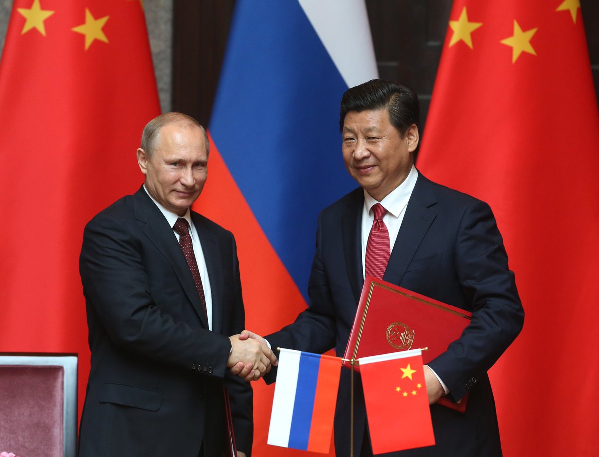 Horrimania's tweet photo. Presidents of Russia and China believe that facilitating the emergence of a multipolar world helps to create a stable, FREE, non-conflcting, fair and rational new international order. The same applies to Africa, Latin America and the Islam World. ADIOS #USA
#WorldNewOrder https://t.co/WgDr45iEb8