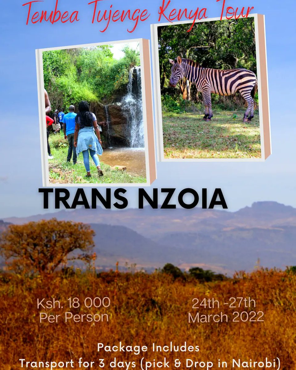 TranztungaT's tweet photo. This Weekend  we all heading to beautiful Tranzs Nzoia County. @TujengeKenya  will  hit the road. Well, Nairobi people, grab your tickets now and join the fun! Book now 
PAY BILL 4033531 ACC: YOUR NAME
For Inquiries WhatsApp or call: 700l39092  
#twendeelgon
#TembeaTujengeKenya https://t.co/B5n3jehcfd