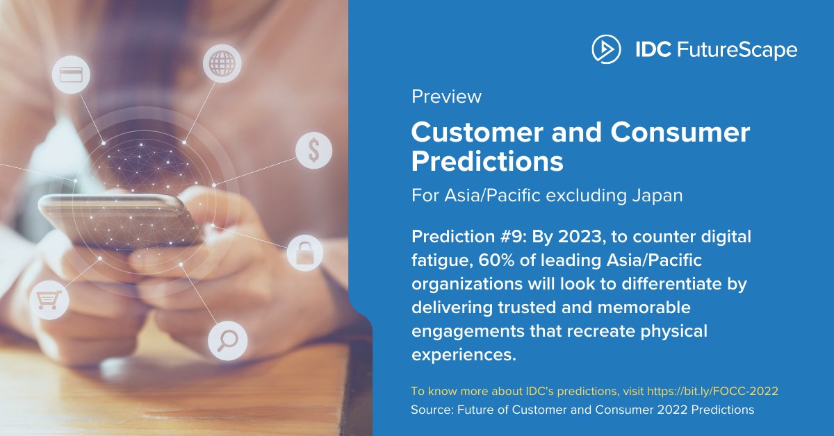 IDCAP's tweet photo. Customers expect organizations to make the best use of the data and technology available to organizations by delivering an empathetic experience.

Read more in our press release: https://t.co/Pkxr8MS0K4

#ITWatchers #IDCFutureScape https://t.co/t2p8pD9h4m