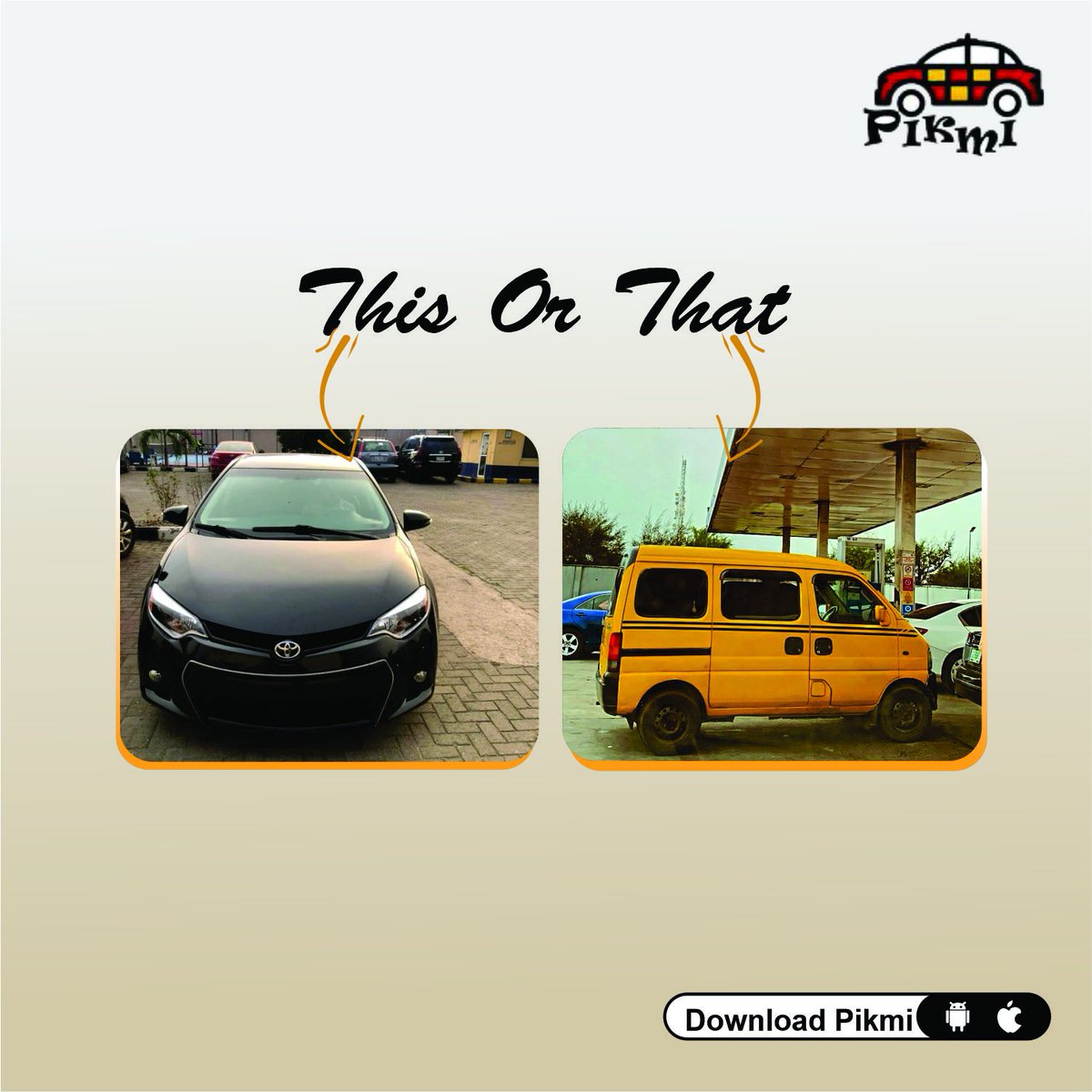 PikmiTaxi's tweet photo. How are you making your trips this week?
You can catch a ride to your destination with PIKMI.
Our vehicles are safe, comfortable and convenient.
Will PIKMI be your go-to ride this week? ๐
https://t.co/z2w9gdGUi8
.
.
#Pikmi
#RideWithPikmi
#RideSafe
#Monday
#HappyNewWeek https://t.co/cgQ6cBSzAW