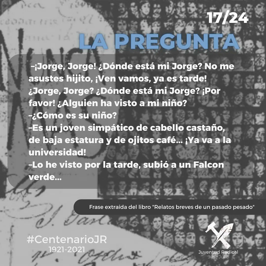 JR9deJulio's tweet photo. Reflexión de un pasado desgarrador 💡

Frases extraídas del libro "Relatos Breves de un pasado pesado" - Buenos Aires Educación. 

#24M #NuncaMás https://t.co/t0x2O6Djsr