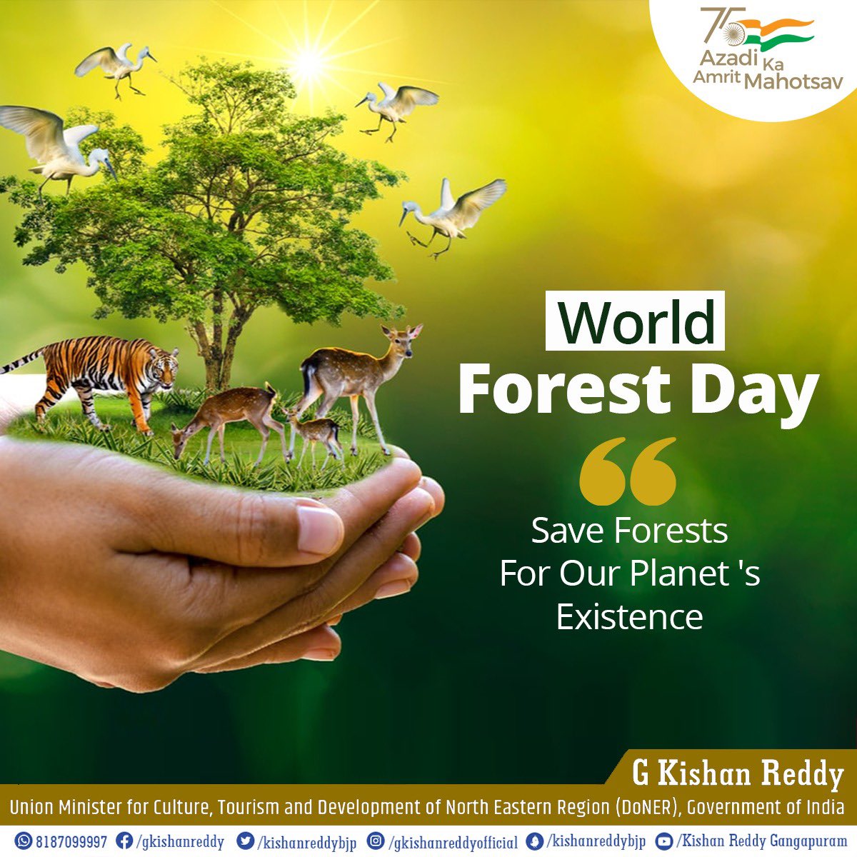 'FORESTS ARE OUR LIFELINE'!

Restoring forests & Sustainability is the key to combat climate change for the well-being of current & future generations.

Today on #WorldForestDay let's unite our efforts towards restoring our ecosystem through #forestrestoration.
#GoGreen🌳🟢
