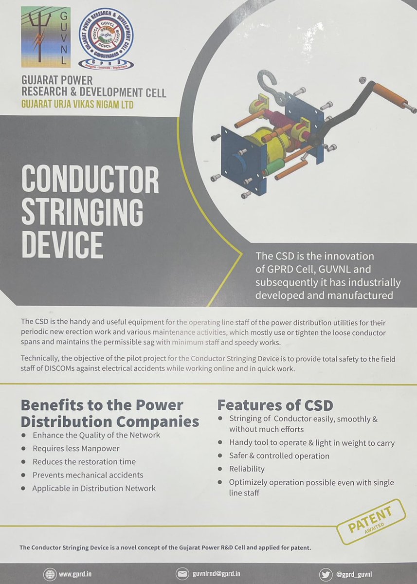 PaschimGujVCL's tweet photo. We are introducing CSD, developed by our own GPRD Cell, in all subdivisions which will reduce time and labour while improving quality and enhancing safety of operations. Kudos to @GPRD_GUVNL for a great innovation https://t.co/y4wXfDhSCV
