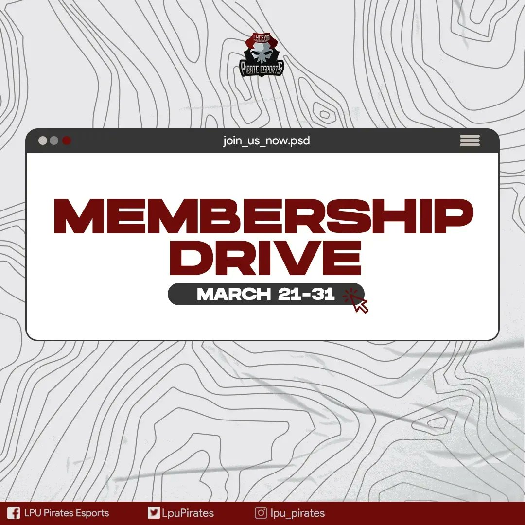 LPU_Pirates's tweet photo. ❗️𝔾𝕠𝕠𝕕 𝕕𝕒𝕪, 𝕃𝕪𝕔𝕖𝕒𝕟𝕤❗️
The LPE is opening their doors for new members once again! As there would be a 𝗠𝗘𝗠𝗕𝗘𝗥𝗦𝗛𝗜𝗣 𝗗𝗥𝗜𝗩𝗘 that will take place from 𝗠𝗮𝗿𝗰𝗵 21 𝘂𝗽 𝘁𝗼 𝗠𝗮𝗿𝗰𝗵 𝟯𝟭, 𝟮𝟬𝟮𝟮. 

❗️❗️REGISTER NOW❗️❗️
https://t.co/PQAvToKWCK https://t.co/8tXLEPMKB2