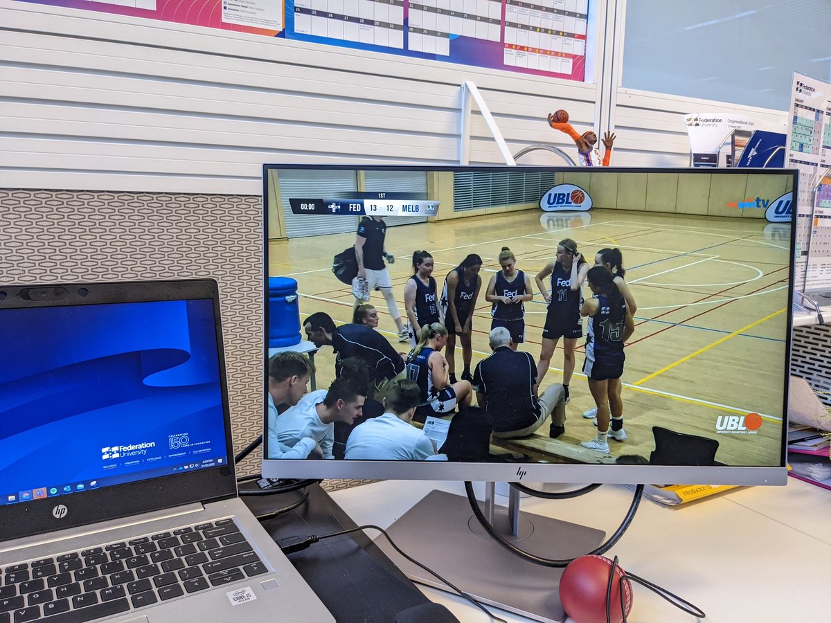 1985rossi's tweet photo. Great start by @FedUniAustralia in their first @unisportAU Basketball League game. Awesome to be able to follow it all live from the desk💪🏀. #fedfalcons @UniMelb https://t.co/kID9dCu8Ex
