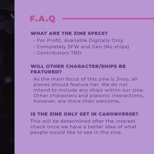 jirouzine's tweet photo. 🎸REVERB: JIRO ZINE INFO🎸

Here is the main information for our zine now! Our dates and specs such as contributor count will be subject to the interest we receive in our interest check, so if you haven't done so, please be sure to fill it out! https://t.co/gCEytUkjs3