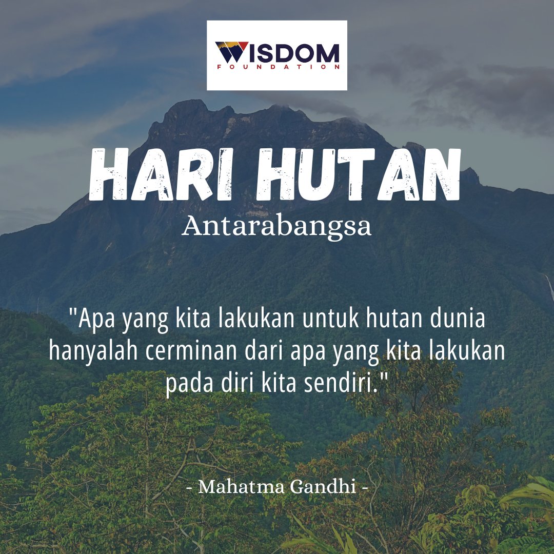 myWISDOMF's tweet photo. Hari ini adalah Hari Hutan Antarabangsa!🤩🌳 

Hari ini diisytiharkan pada 21 Mac oleh resolusi Perhimpunan Agung Pertubuhan Bangsa-Bangsa Bersatu pada 28 November 2012.🥳✨

#harihutanantarabangsa #harihutan2022 #wisdomwishes #wisdominfo #mywisdomf https://t.co/qPGKRs9AOF