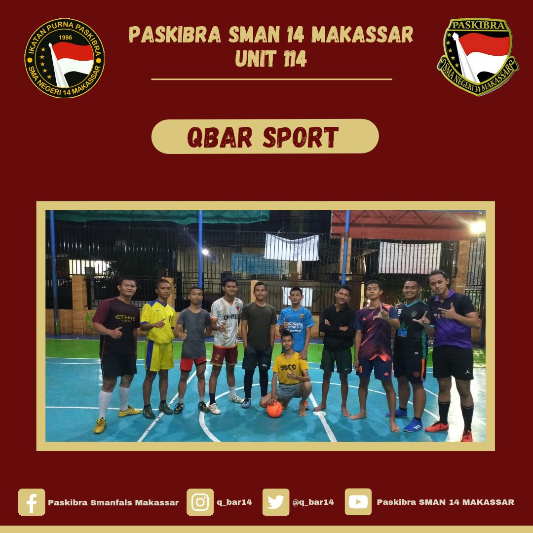 Q_bar114's tweet photo. [ Late Post ]

Telah terlaksana kegiatan Qbar Sport "futsal" PASKIBRA SMAN 14 Makassar periode 2022 pada hari Selasa, 22 Februari 2022.

Wassalamualaikum Wr. Wb
Salam Paskibra-!

#qbar114
#ipps_qbar114
#paskibrasmanfals https://t.co/tWWo4YLlW6