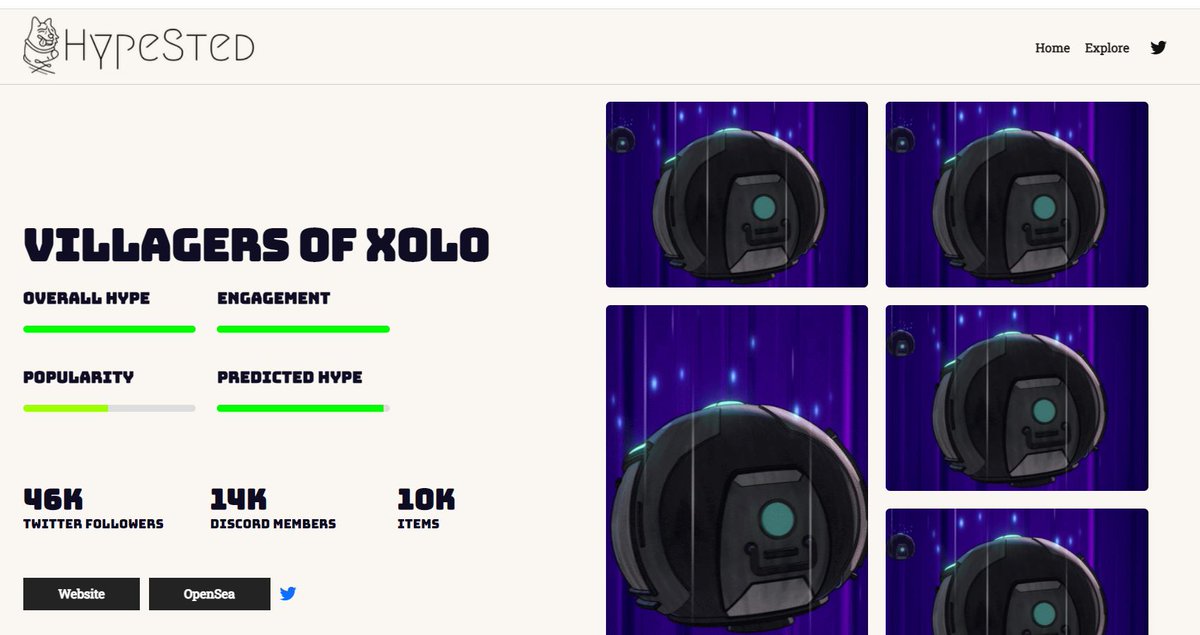 NFT of the Day #5:
 
<a href="/PlanetXOLO/">Planet XOLO</a>  is on 🔥🔥🔥! They are one of the fastest-growing #NFT collections currently listed on Hypested! 🚀🚀🚀
 
Check them out: hypested.com/collection/vil…
 
Rankings:
#5 in Overall Hype
#10 in Predicted Hype
#4 in Engagement
 
#NFTCommunity #nftcollection