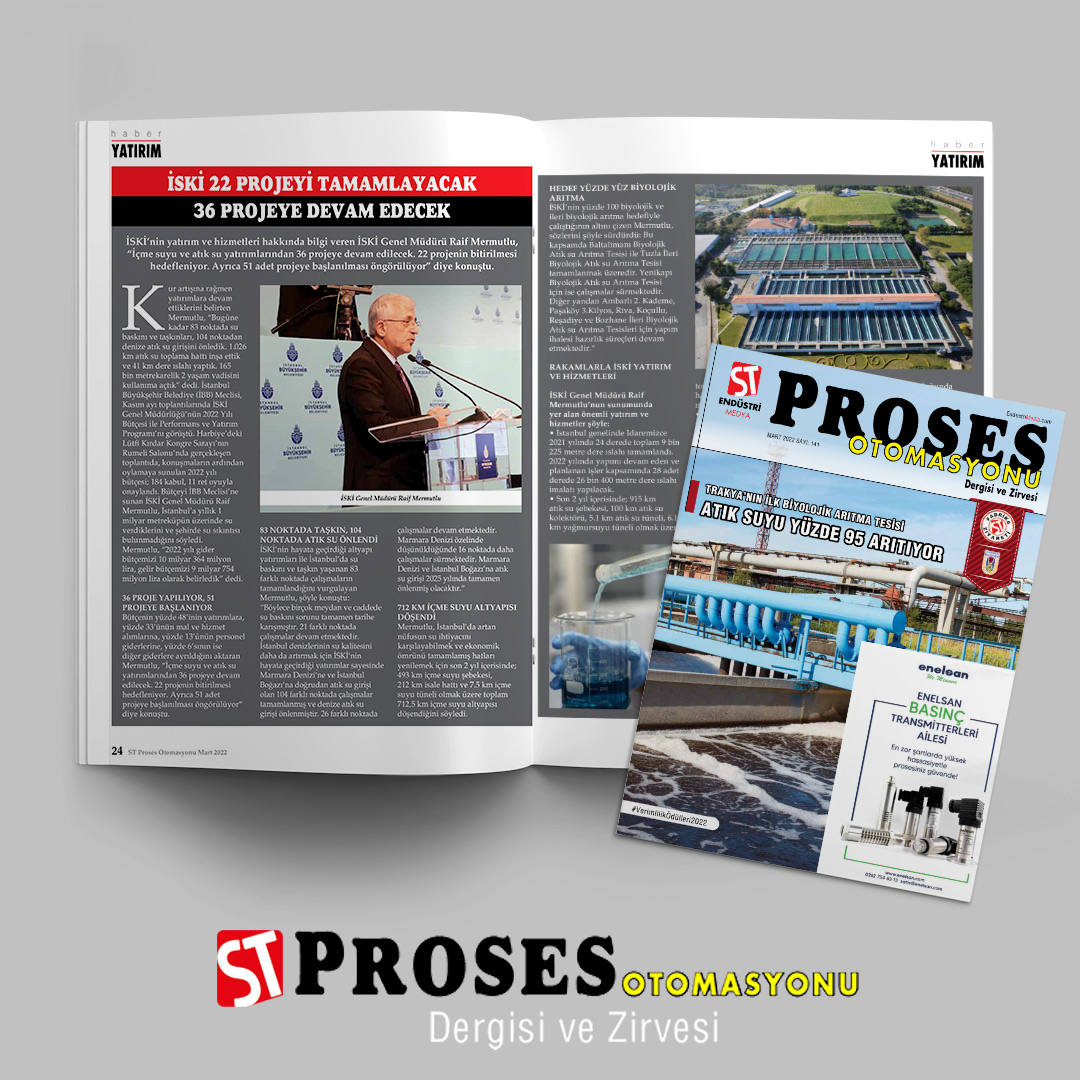 İSKİ Genel Müdürü Raif Mermutlu, “İçme suyu ve atık su yatırımlarından 36 projeye devam edilecek. 22 projenin bitirilmesi hedefleniyor. Ayrıca 51 adet projeye başlanılması öngörülüyor” diye konuştu.

ST Proses Otomasyonu Dergisi'nin Mart sayısında: dergi.stdergileri.com/st-proses-otom…

#dergi