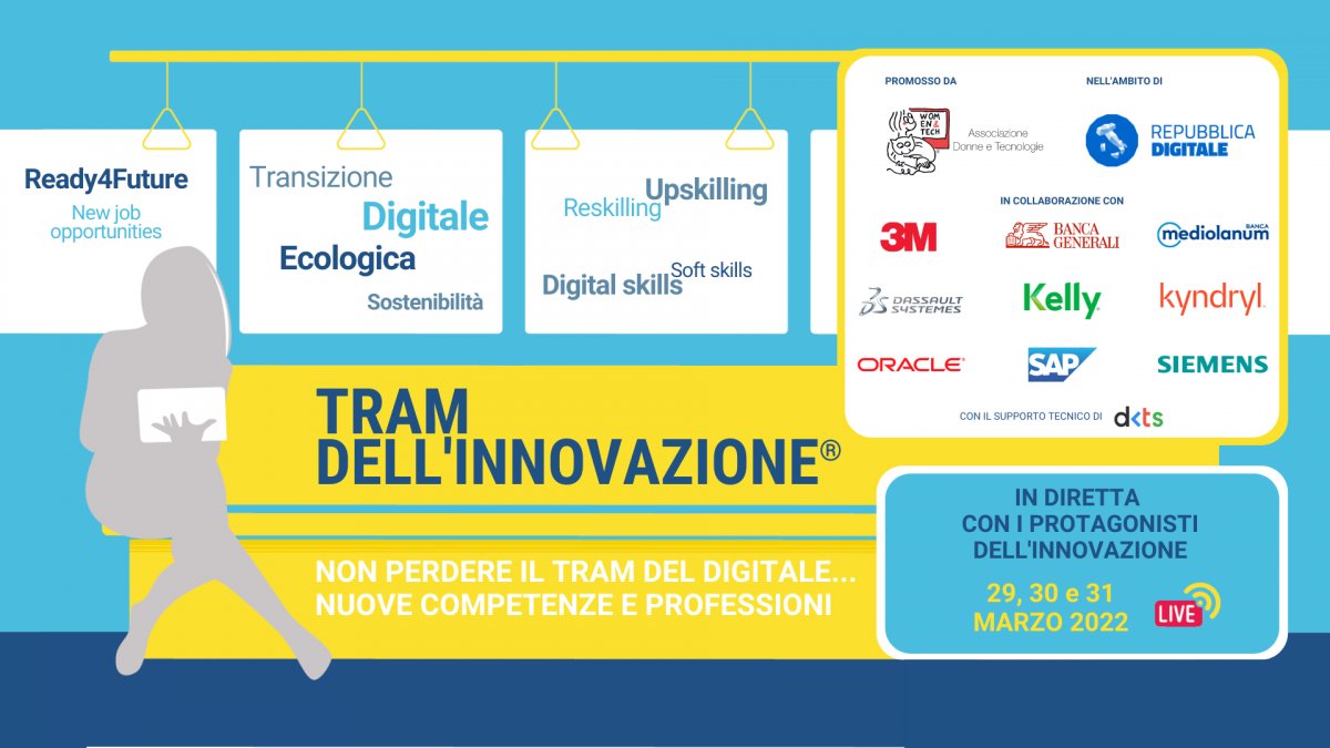 womentech's tweet photo. 🚟Riparte il Tram dell’Innovazione®, il tram del digitale progettato da @womentech e ideato dalla Pres. @MartinengoG
📅29-31 marzo
ISCRIVITI👇
https://t.co/pl5O2NKTFh
Ambito @InnovazioneGov
Supporto tecnico @DidaelKTS
#repubblicadigitale #ready4future #neverstoplearning https://t.co/cHU3q3aELP