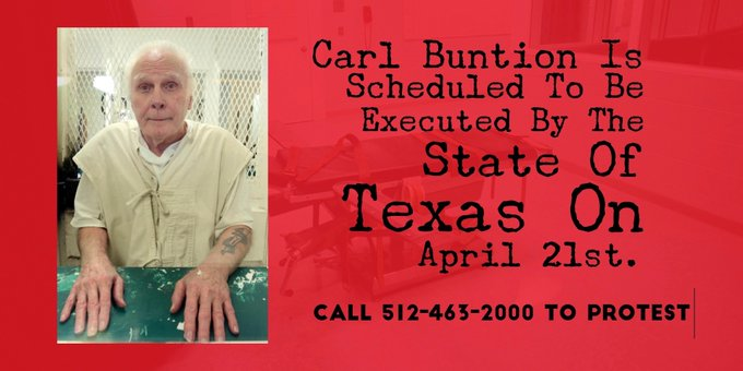 KarineOmry's tweet photo. 1. 30 years ago #CarlBuntion was sentenced to death based on the claim of future dangerousness. 30 years later, he is an old (almost 78), frail man who needs a wheelchair to get around! Pls raise your voice against this execution! #StopExecutions 
@ScottHech https://t.co/w1aOxNRHYT