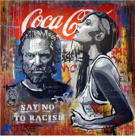 Acrylic, spray paints on canvas 63*63 inch.
Say No To Racism 
Physical art for $ 9000.
NFT for ETH 0.008
<a href="/Opensea/">OpenSea</a> #OpenSeaNFT
opensea.io/collection/wom…