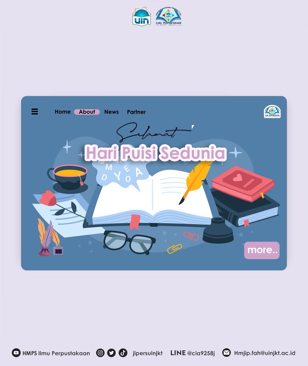jipersuinjkt's tweet image. [HARI PUISI SEDUNIA] 
 
‘Selamat Hari Puisi Sedunia’

Yuk kita simak penjelasan tentang Hari Puisi Sedunia di bawah🤗
______________________
HMPS Ilmu Perpustakaan 2020/2021
#jipersuinjkt