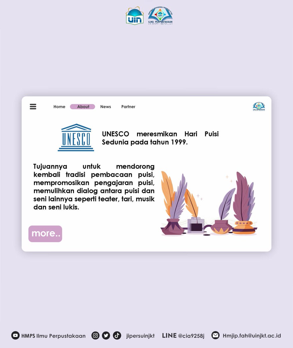 jipersuinjkt's tweet image. [HARI PUISI SEDUNIA] 
 
‘Selamat Hari Puisi Sedunia’

Yuk kita simak penjelasan tentang Hari Puisi Sedunia di bawah🤗
______________________
HMPS Ilmu Perpustakaan 2020/2021
#jipersuinjkt