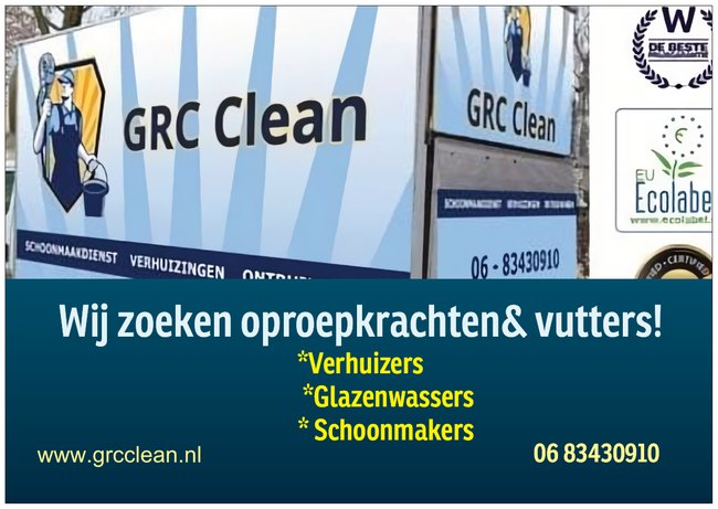 GRCClean's tweet image. Kom jij ons team versterken?
Wij zijn opzoek naar  medewerkers die graag de handen uit de mouw willen steken, uren en dagen geheel in overleg. 
Wat zoeken wij? Mensen die graag willen helpen met ontruimingen en verhuizingen,  project glazenwassers en schoonmaakmedewerk(st)ers.