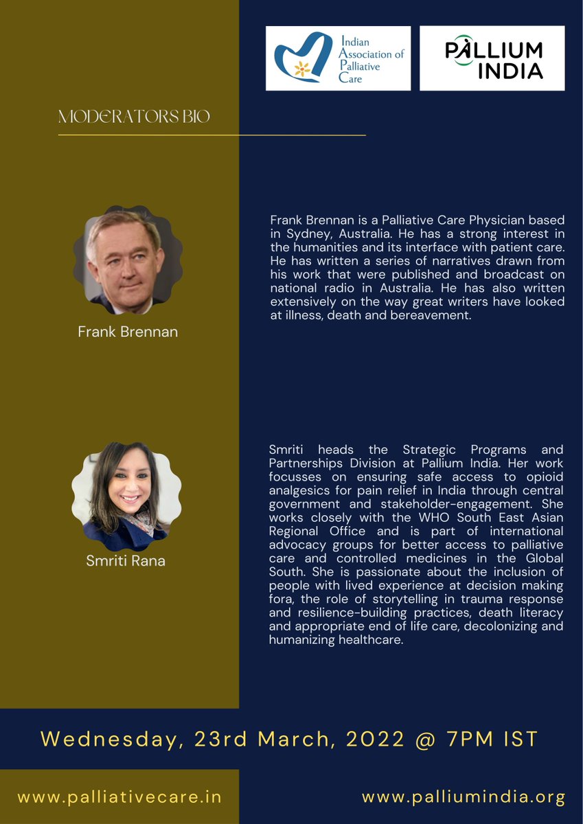 🎙️ To commemorate #WorldStorytellingDay, we are delighted to announce this conversation on Humanising Healthcare through Storytelling, organized by Indian Association of Palliative Care & Pallium India, March 23 at 7 p.m. IST Register now! bit.ly/3Io2OjI @iapcsecretary