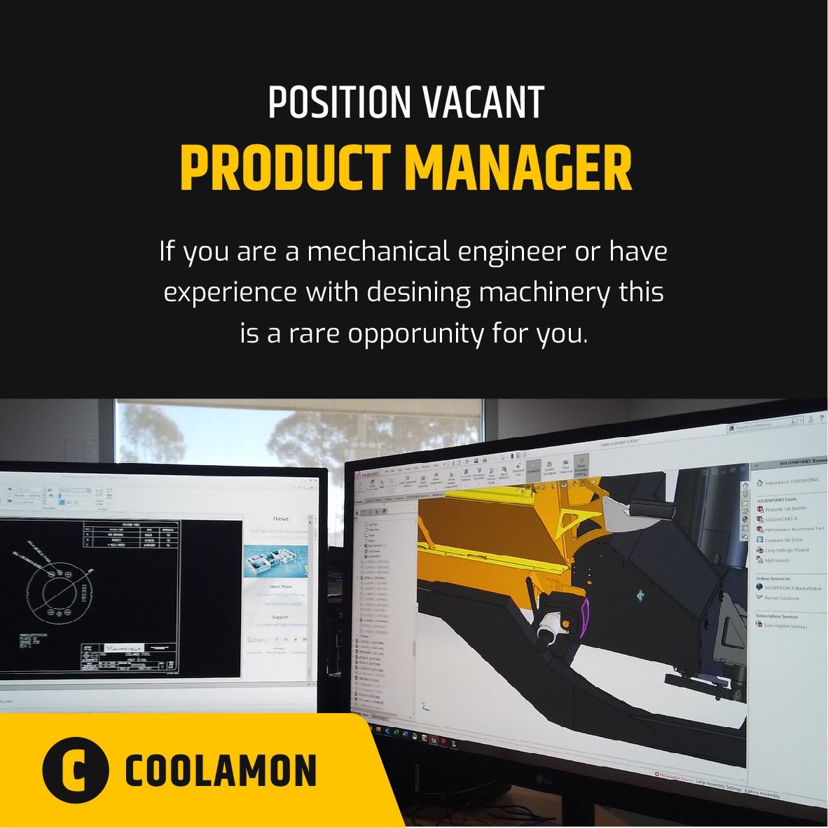 We have an exciting NEW opportunity! 

Design and innovate Australian Made agriculture machinery. 

Email your resume to e.walsh@coolamon.com.au