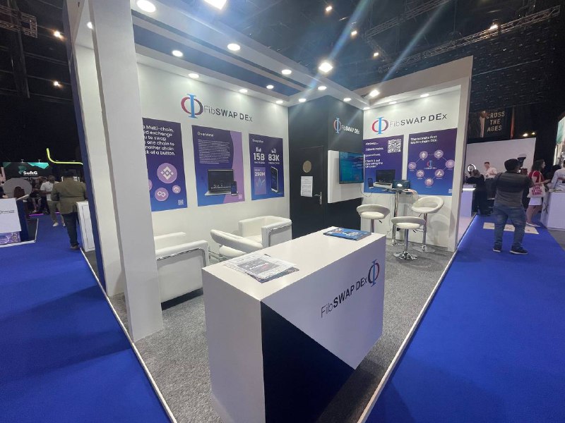 FibSwap's tweet photo. The #Fibswap booth is set up and ready to go for the AIBC Dubai event💪

Look at this work of art! We are so proud to be able to show off our incredible tech to the world ♥️

#FIBO #Crosschain #DEX #Avalanche #BSC #Ethereum #Fantom #Polygon https://t.co/68goF27xRr