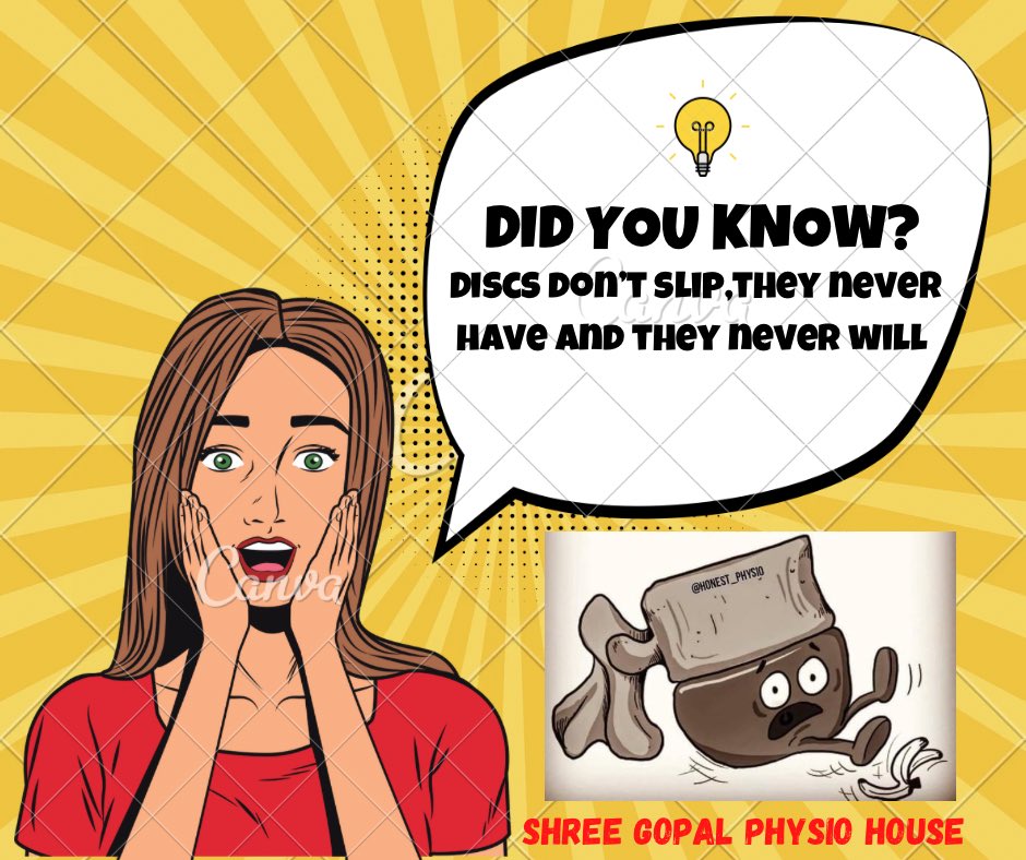 Drurvijadav's tweet image. 💥slipped Disc💥

Please know that our spinal discs are firmly secured between our vertebrae and it’s not possible for them to slip out.Our spinal discs change with age and can be injured,but they cannot slip out of place.
#spinaldisc #exercise #physiotherapy